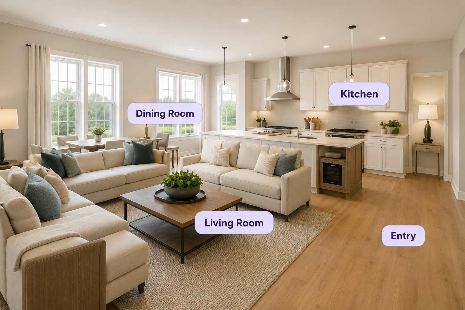 Room with labels overlay